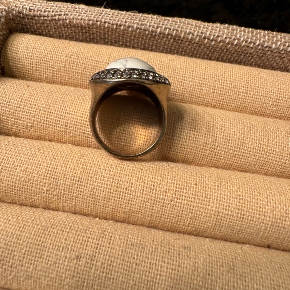 Howlite + Pave Oval Ring - Picture 3 of 5